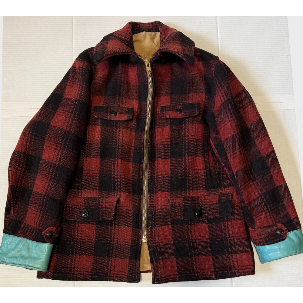 GREAT WESTERN SPORTSWEAR - Vintage 40's Buffalo Plaid Mackinaw Jacket‎ - X-Large